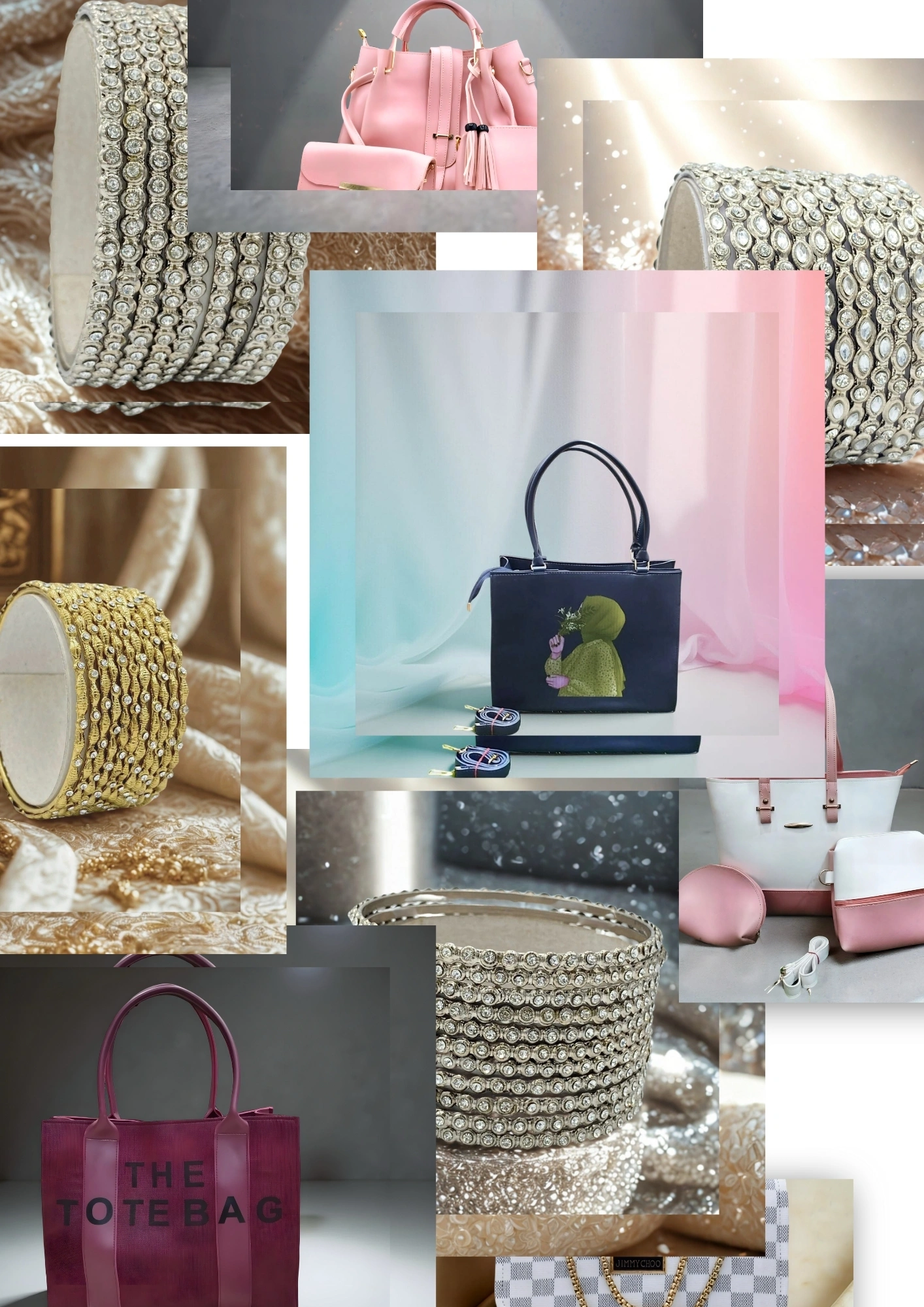 White & Beige Aesthetic Photo Collage Vision Board Flyer